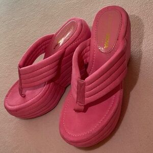 Pink Fashion Nova Platform Wedges
